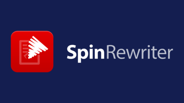 SpinRewriter logo with red icon and text.